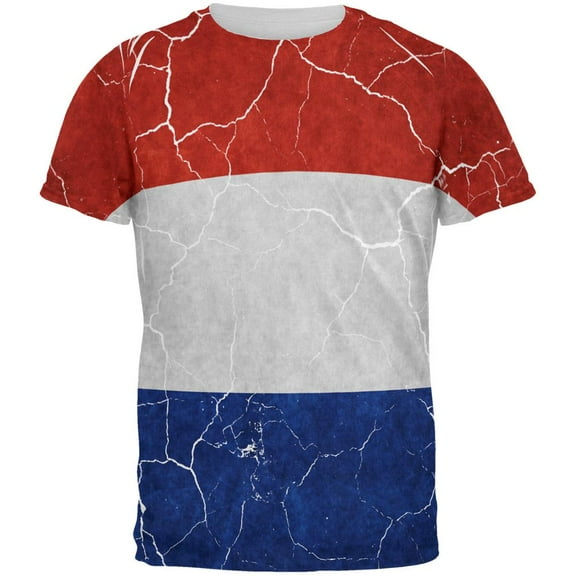 Distressed Netherlands Flag All Over Mens T Shirt Multi 2XL