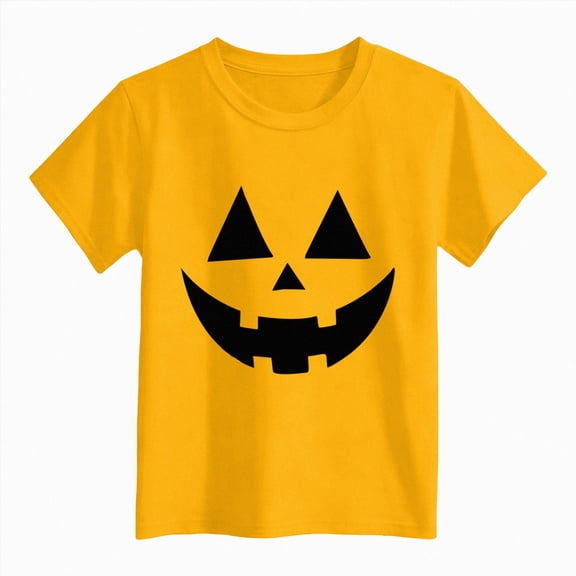 WXFAZCVU Boys Halloween Short Sleeve Shirt Pumpkin Tee Top Graphic T-Shirt for Halloween Party Size 1-2 Years