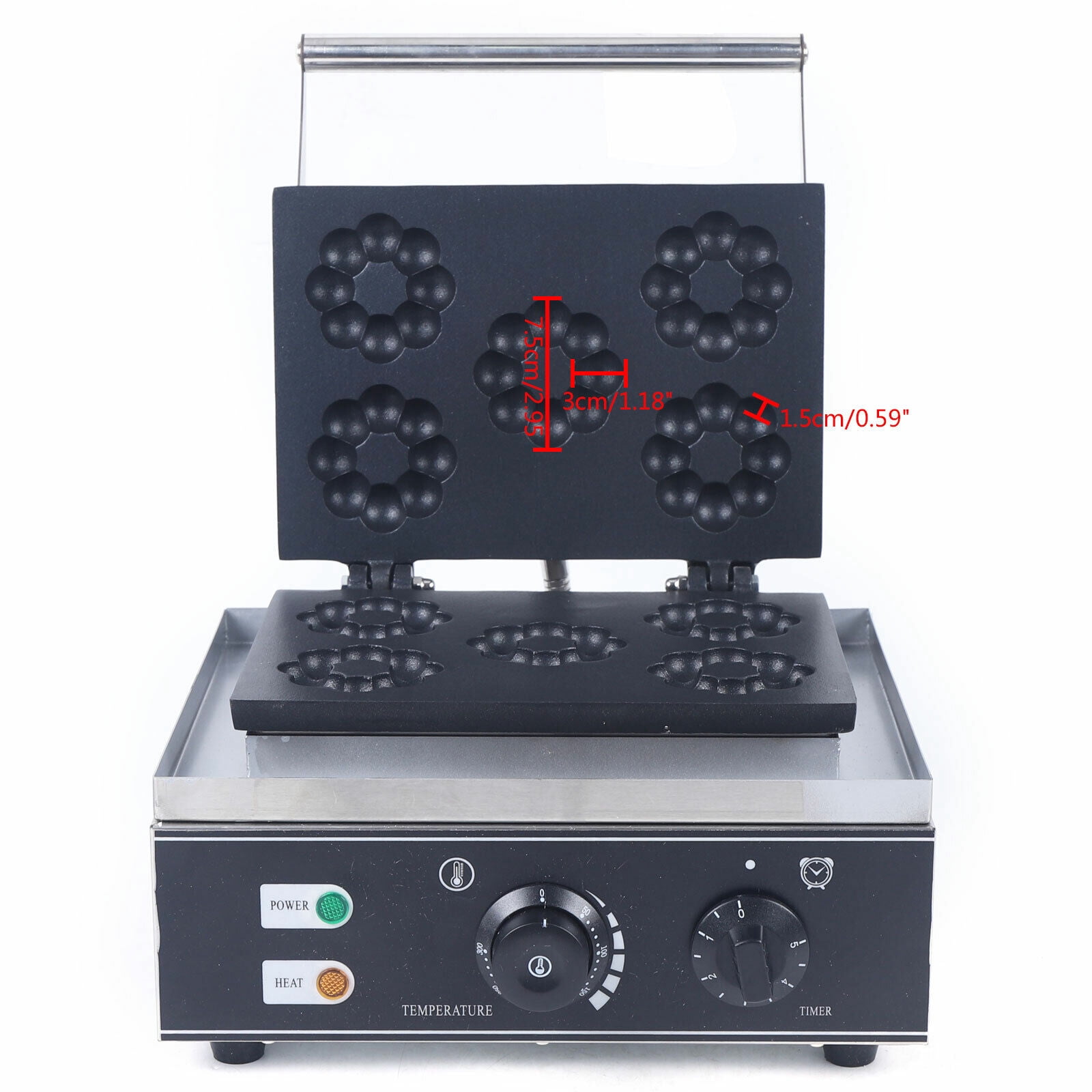 DENEST Commercial Electric Waffle Donut Maker Machine Nonstick 5-Donut Plum Flower1500W