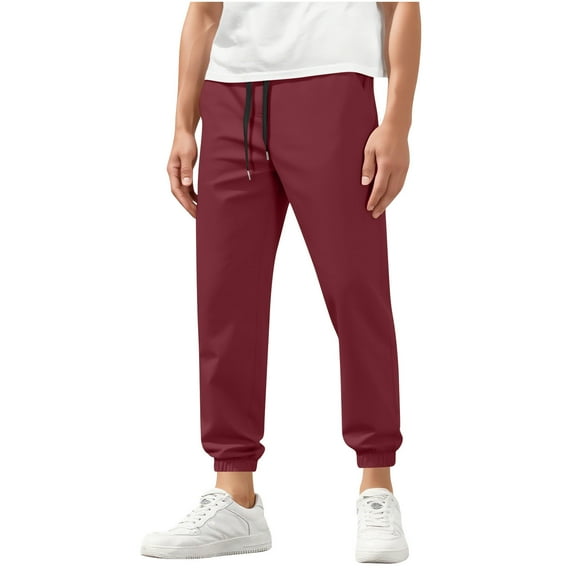 GuangCheng George Men Solid Jogger Pants Elastic Drawstring Waist Soft Comfortable Casual Cuffed Slim Fit Trousers,Size:4XL