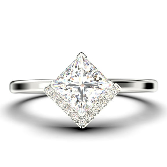 Boho & hippie 1.50 Carat Princess Cut Diamond Moissanite Dainty Engagement Ring, Classic Wedding Ring in 925 Sterling Silver With 18k White Gold Plating, Gift For Her, Promise Ring, Anniversary Ring