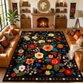 thumbnail image 3 of NewBuros 8'x10' Area Rug, Boho Floral Washable Rug, Non Slip Stain Resistant Soft Low Pile Rug for Living Room, Bedroom, Dining Room & Office, Black, 3 of 11