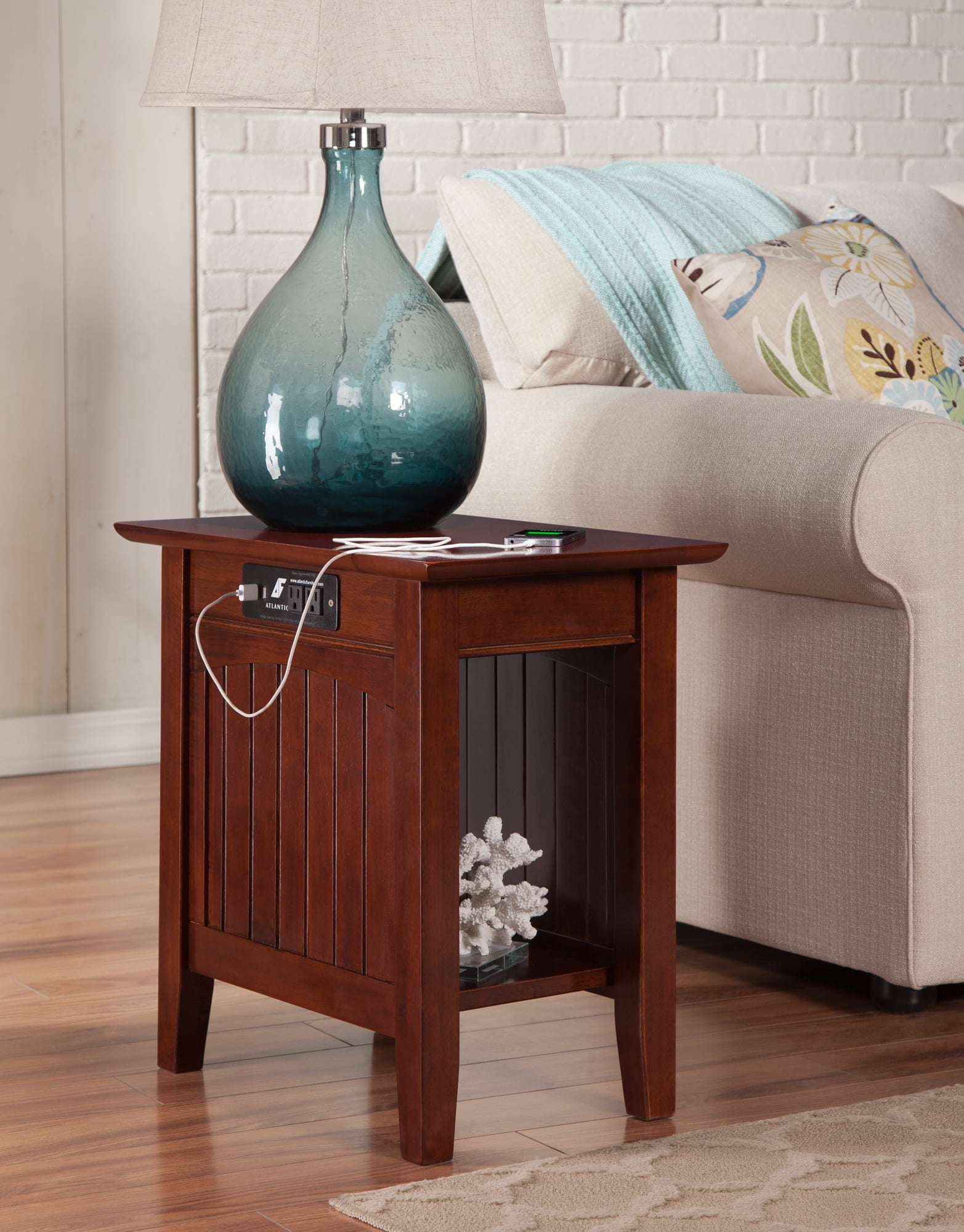 Nantucket Chair Side Table with Charging Station in ...