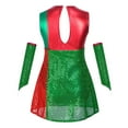 thumbnail image 3 of iiniim Girls Sequin Color Block Christmas Dance Dress Xmas Party Outfit with Oversleeves Green 10, 3 of 7