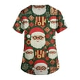 thumbnail image 5 of Christmas Plus Size Scrubs Tops for Women Plus Size Short Sleeve Working Uniform with Xmas Graphic Christmas Stretch Scrubs T Shirts with Pockets, 5 of 5