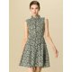thumbnail image 5 of Día de San Patricio Vestido Sin Mangas Con Cinturón Estampado Por Encima De La Rodilla Con Media Tapeta Para Mujer Floral verde oscuro, blanco M, 5 of 6