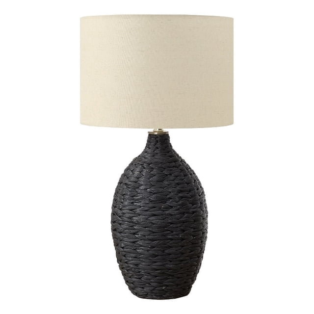 Lighting - 30"h - Black Rattan - Beige Shade - Transitional
