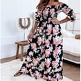 thumbnail image 1 of LSLJS Robe d'Été Mode Femme Épaules Droites Imprimé Manches Courtes Longueur Cheville, Robe d'Été Plage, 1 of 5