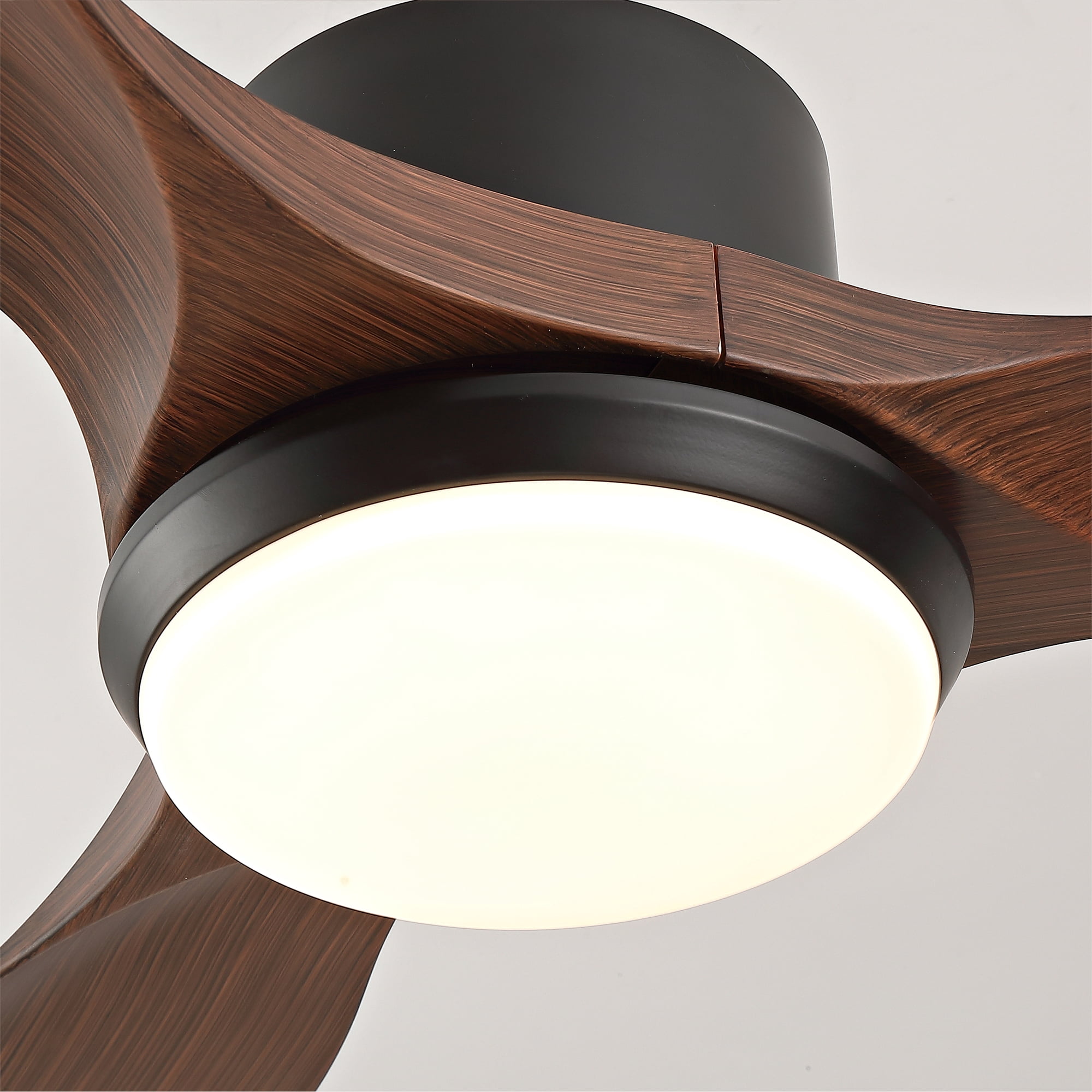 52" Modern Black Ceiling Fan with Light & Remote, 3-Blade, Reversible DC