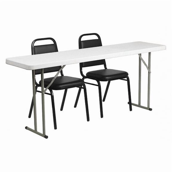Flash Furniture 6-Foot Plastic Folding Training Table Set with 2 Trapezoidal Back Stack Chairs