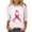 Pink-a, variant on Vivianyo HD Women's 3/4 Sleeve Graphic Print Top, Straight Hem Crew Neck Pullover Blouse, Casual Tee for Charity Event and Daily Social Gathering, Sizes S-5XL
