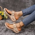 thumbnail image 5 of Women's Plus Size Summer Casual Solid Color Flip-flops Beach Wedge Fish Mouth Sandals Summer Sandals Beige 38, 5 of 5