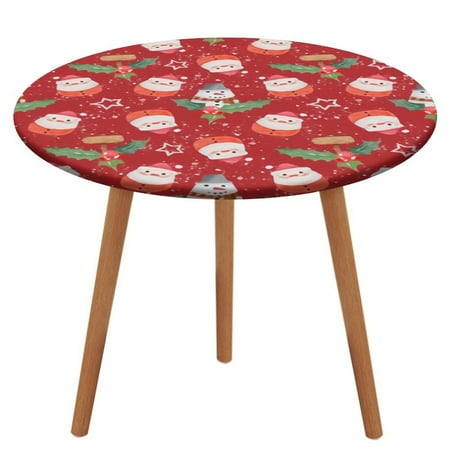 

Bybiment Round Fitted Tablecloth with Elastic Edge Xmas Watercolor Pattern Greeting Decorative Tablecloth Table Cover 43 Inch