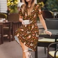 thumbnail image 3 of Uemuo Autumn Thanksgiving Print Womens Summer Dress Casual Swing Short Sleeve Sundresses Beach A-line Shift Dress, 3 of 6
