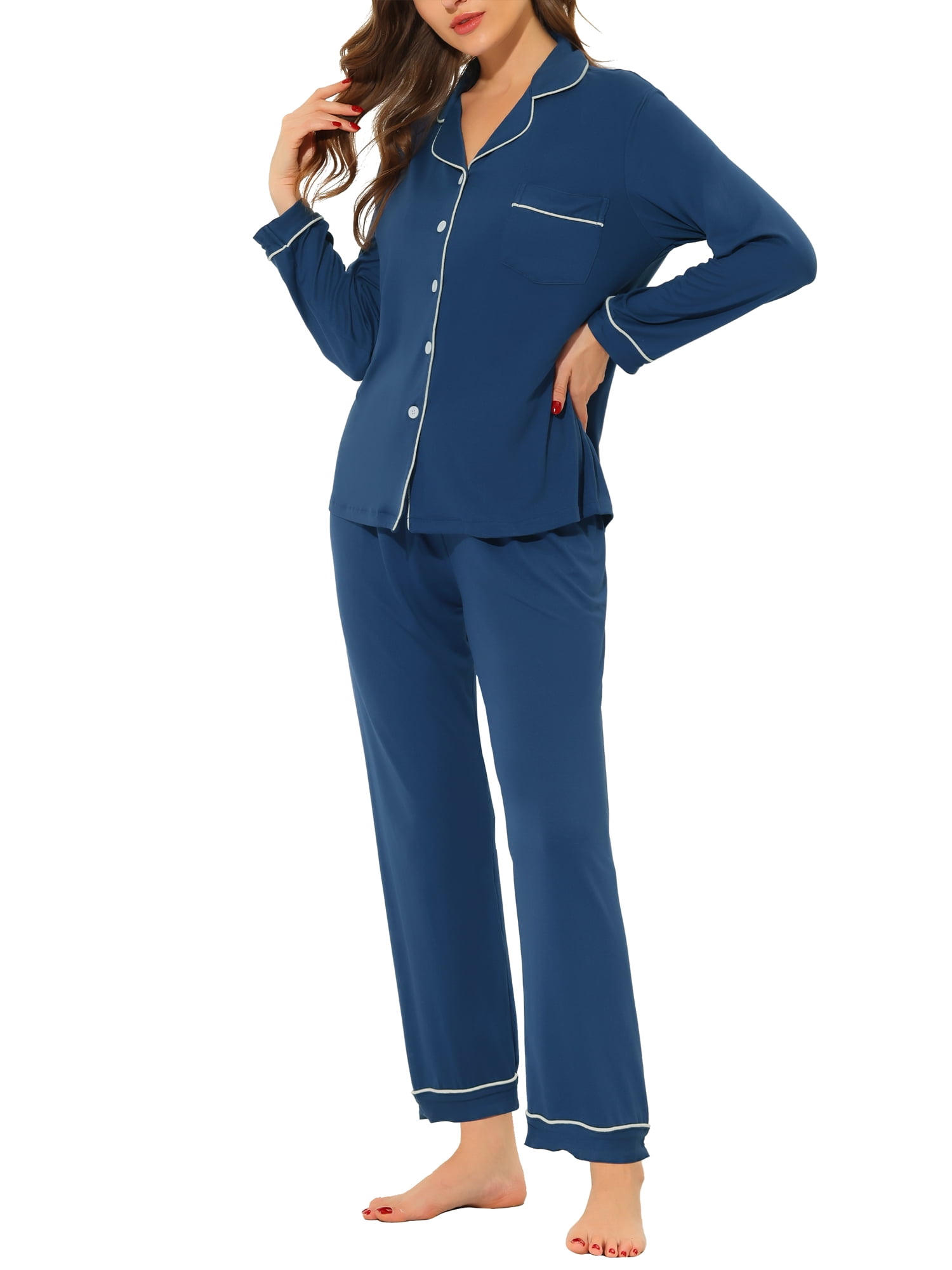 Unique Bargains Women's Pajama Sleep Shirt Nightwear Sleepwear Lounge Modal Pj Sets