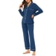 thumbnail image 4 of Pijamas de mujer INSPIRE CHIC, conjunto de ropa de dormir de modal con botones, mangas largas y pantalones, talla XS, color azul, 4 of 5