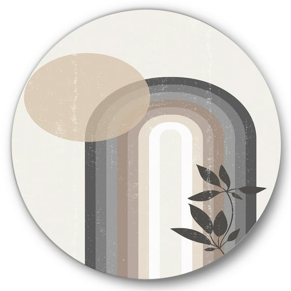 Designart 'Abstract Rainbow Moon and Sun In Earth Tones III' Modern Circle Metal Wall Art 36x36 - Disc of 36