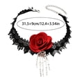 thumbnail image 3 of Gothic Lace Choker Necklace for Women Vintage Goth Rose Necklace Halloween Party Charm Jewelry D 40.5cm, 3 of 9