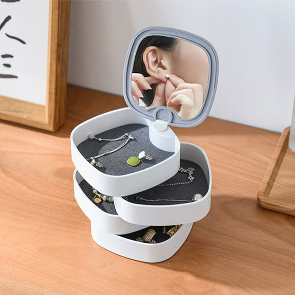 ROMANSENTIAL 1Pcs Girls Jewelry Box in White ABS for Necklace Holder and Ring Storage 12x4.3in