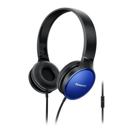 Panasonic Lightweight On-Ear Headphones with Mic and Controller, Blue