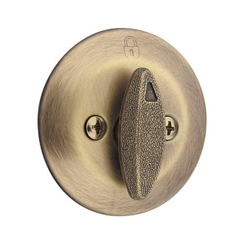 Kwikset 6675 One Sided Turn Deadbolt with Blank Plate Antique Brass