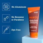 Mando Whole Body Deodorant for Men - Invisible Cream - Aluminum Free - Bourbon Leather - 2.2oz