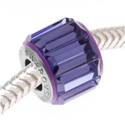 Swarovski Crystal, #80301 BeCharmed Baguette Pave European Style Lg Hole Bead 10mm, 1 Pc, Tanzanite