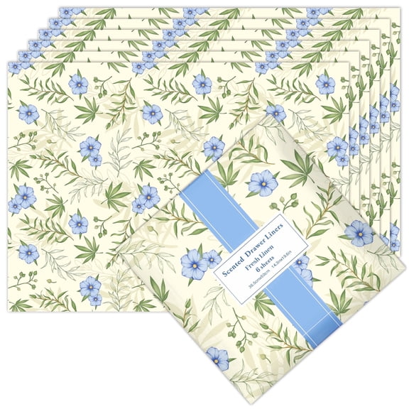 SCENTORINI Linen Scented Drawer Liners, 6 Sheets Fragrant Shelf Liners Non-Adhesive Paper Sheets for Home Closet, Dresser Drawers