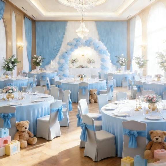 2 Pack Baby Blue 60 inch Round Spandex Tablecloth