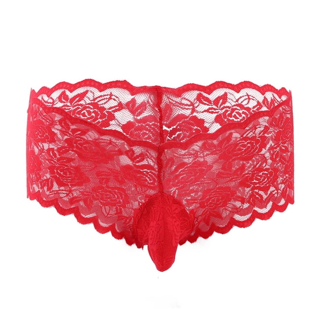 Fridja Lace Men Inner Large Size Men's Boxer Low Waist Transparent T Pants Underwear Short Leg Health Underpants