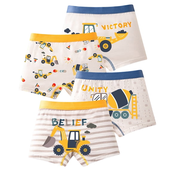 Rumantou Toddler Boys Training Pants Boys Clothes Boys Fashion Boys Cotton Briefs Dinosaur Car Toddler Kids Underwear 4 Pack for 12-16 Years,Yellow