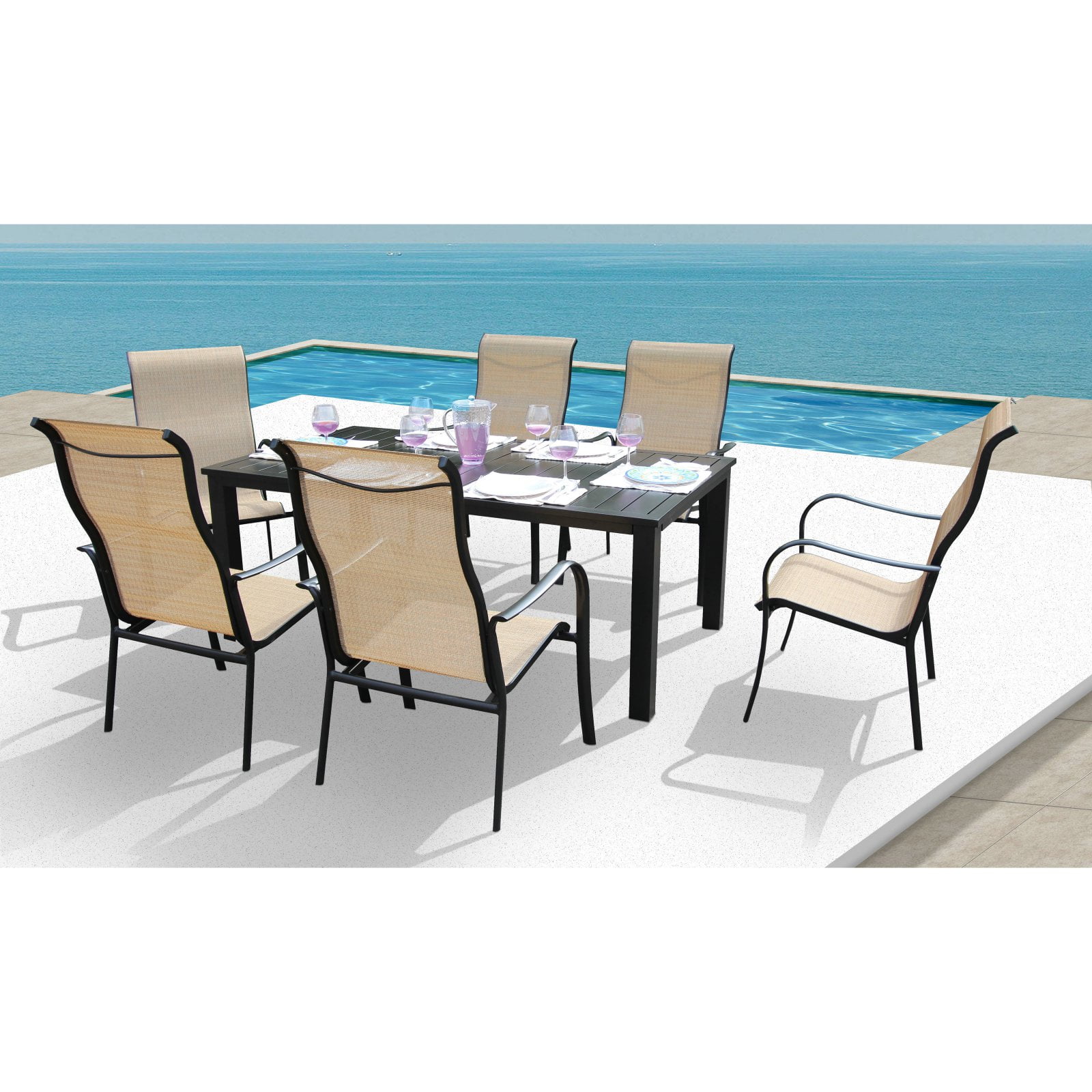 Bellini Home And Gardens Lizy Aluminum 7 Piece Patio Dining Set Bellini Home And Gardens Lizy Aluminum 7 Piece Patio Dining Set Com