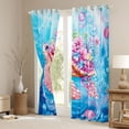 thumbnail image 3 of Homewish Pink Sea Turtle Black Out Curtains for Kid, Dreamy Groovy Flower Curtains Pack of 2 (42x63 Each), Blue Ocean Theme Bedroom Curtains, Living Room Curtains Decor, 3 of 6