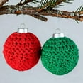 thumbnail image 5 of Handmade Crochet Knit Ball Ornament Set | Cozy Red, Green, Beige & Gray Tree Decorations, 5 of 6