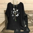 thumbnail image 2 of Eryao Chemise en Lin Imprimée pour Femmes Manches Courtes Col Rond Tops Été Pissenlit et Papillon Blouses Graphiques, Noir, m, 2 of 8