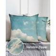 thumbnail image 3 of Waterproof Outdoor Throw Pillows with Inserts 18"x18" Set of 2, Grey Soft Decorative Pillowcases for Couch Bedroom, Vintage White Clouds Nature Pillow Covers for Sofa Living Room, 3 of 8