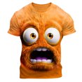 thumbnail image 3 of EliteGoogv Mens T Shirt Funny Expression Graphic Short Sleeve Tee For Men Breathable Casual Top With Cute Cartoon Face Summer Shirt Orange 3XL, 3 of 7