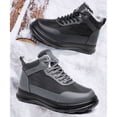 thumbnail image 5 of Snow Boots for Men Trendy Splice Leather Warm Furry Lined Thick Soft Sole Lace up Winter Flat Walking Shoes Cold Weather Outdoor Sneakers Gray Size 9.5, 5 of 7