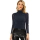 thumbnail image 1 of INSPIRE CHIC Camisa de manga larga brillante Gilitter de malla para mujer Tops de fiesta delgados Azul profundo L, 1 of 5