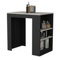 thumbnail image 2 of 36" Kitchen Island with 3-Side Shelves, White & Marble Top Bar Table, Space-Saving Prep Station with Storage for Small Kitchens, 2 of 6