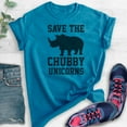 thumbnail image 2 of Save The Chubby Unicorns T-shirt, Unisex Women's Men's Shirt, Funny Unicorn T-shirt, Rhinoceros Tee, Heather Blue, X-Large, 2 of 6