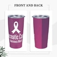 thumbnail image 4 of Vaso de acero inoxidable con tapa para concientización sobre el cáncer de páncreas, taza térmica portátil de 20 oz, 4 of 7