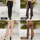 thumbnail image 5 of Moda mujer PU pantalones de cuero cintura alta bolsillo con cordón pierna ancha calle pantalones cas Abanopi Negro/Extragrande, 5 of 7