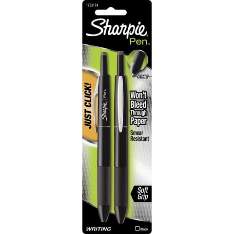 Sharpie Retractable Pens, Fine Point (0.8mm), Black, 2 Count