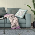 thumbnail image 4 of Pond Peacock Throw Pillow with Removable Cover in White Light Blue Muted Yellow 16x16, 4 of 8