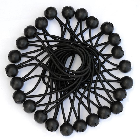 BenefitUSA R1-Black 6" Ball Cord Tarp Tie Downs Bungee Canopy Gazebo Straps-50PCS Party Tent Straps