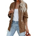 thumbnail image 1 of Langwyqu Spring Fall Women Turn-Down Collar Casual Jacket Zipper Coat With Pocket, 1 of 4