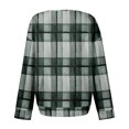 thumbnail image 5 of Women's Casual Shirts Long Sleeve Tops Button Up V Neck Loose Knit Fall Favorites For Women with Large Plaid Print Waffle Henley Shirt, Autumn Winter Fashion Comfortable Blouse,Dark Green,L, 5 of 7