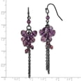 thumbnail image 2 of Shepherd hook Black Plated Purple Crystal Bead Cluster Drop Earrings 64x17mm Wide Dangle Earring for Women, 2 of 2