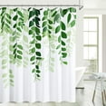 thumbnail image 5 of Green Leaves Spring Shower Curtain for Bathroom Watercolor Fren Eucalyptus Ivy Shower Curtain Set Vine Botanical Shower Curtain Garden Jade Green Natural Bath Curtain Bathroom Decor 72x72, 5 of 6